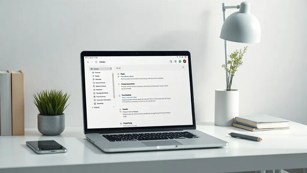 A clean, minimalist workspace with a laptop showing a simpli